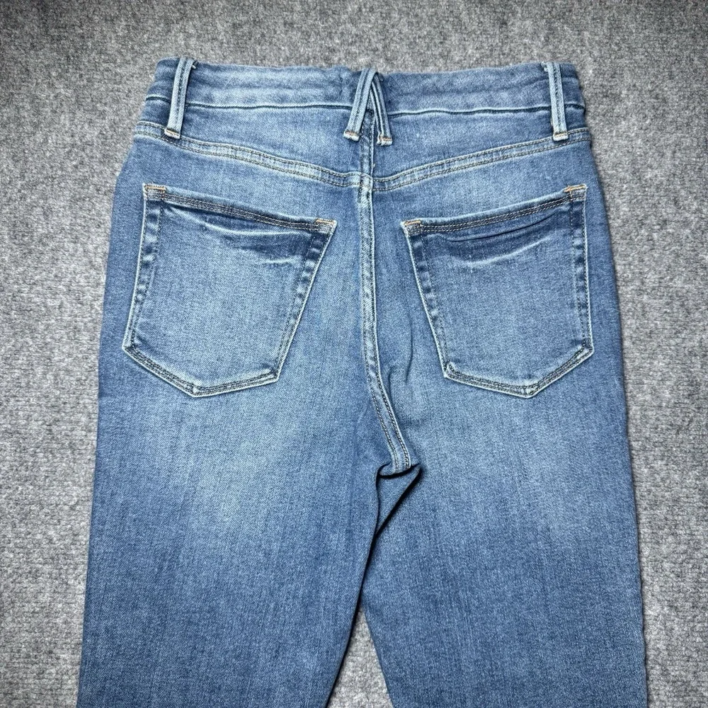 Good American Slim Straight Jeans Women 6/28 Blue Fade Denim Distressed 26x27